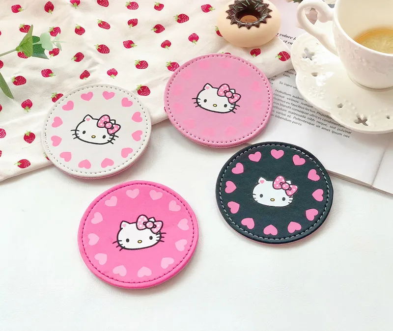 10 Pcs Cartoon Cat Pu Leather Food Dish/Coffee/Cup Mat Coaster