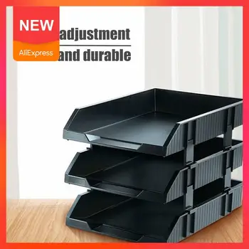

1pcs Horizontal File Holder Three-layer Stackable Black Escritorio Holder Organizador File Statinery Desk Organizer Office N3V8