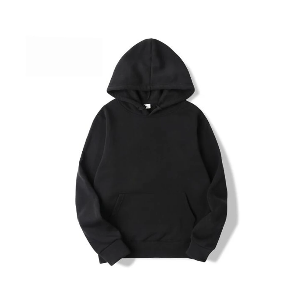 Long Sleeve Fashion Mens Hoodies Hip Hop Sweatshirt Men's Solid Color Pullover Hooded Tracksuit Male Autumn Winter Fleece Hoody