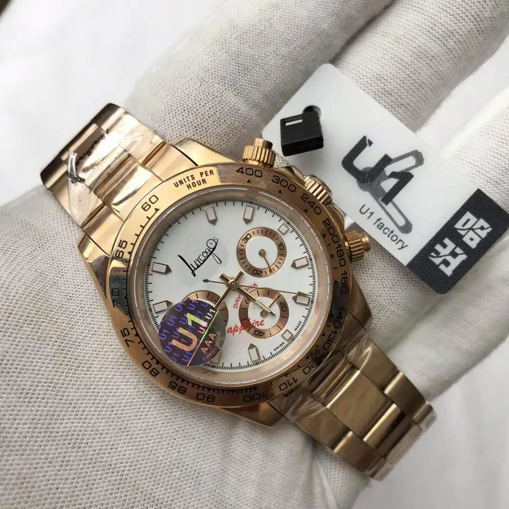 

Luxury brand watch men 39mm RLX DAYTONA automatic rose gold all small dials work sweeping OYSTER PERPETUAL Sapphire glass AAA
