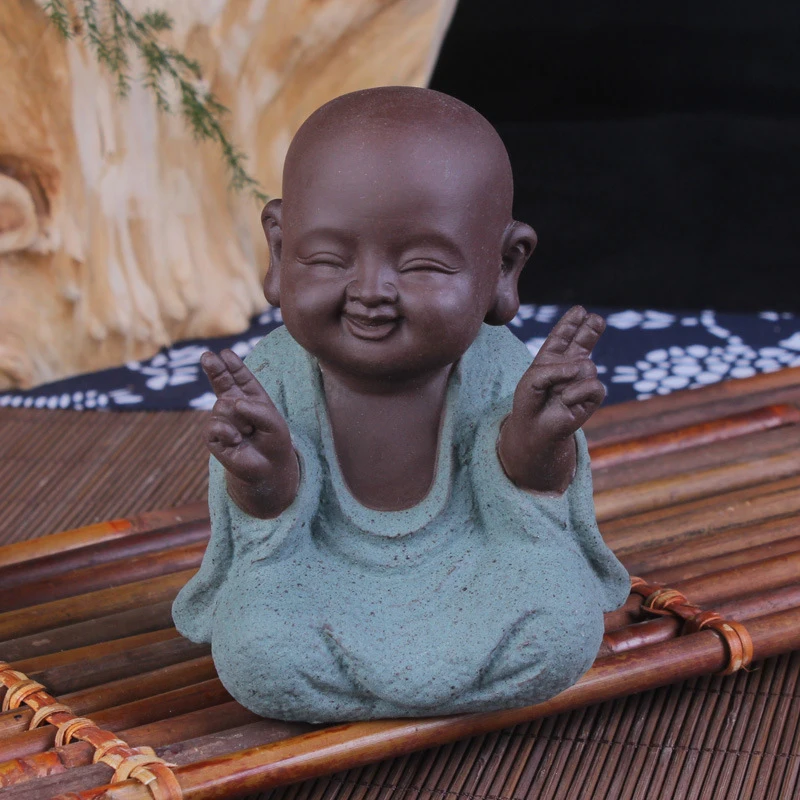 [MGT] Ceramic little monk Buddha Statues tea pet creative home furnishing articles small adornment home decor ornament landscape