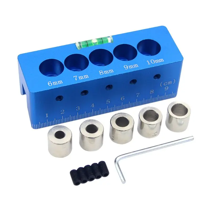 

Pocket Hole Jig with Bubble Level 6 7 8 9 10mm Dowel Jig Right Angle Hole Punch Locator Drill Guide Tools For Carpentry