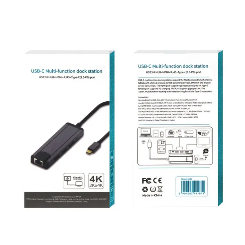 5 в 1 Тип C концентратор практичный 4K HDMI USB 3,0 мощность PD Портативный 1000 Мбит/с RJ45 USB адаптер полезный USB адаптер