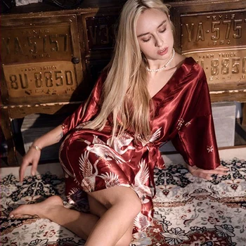 

Women Satin Robe Sleepwear Bride Bridesmaid Sexy Robes Wedding Ladies Nightgown Female Plus Size Kimono Homewear Clothing