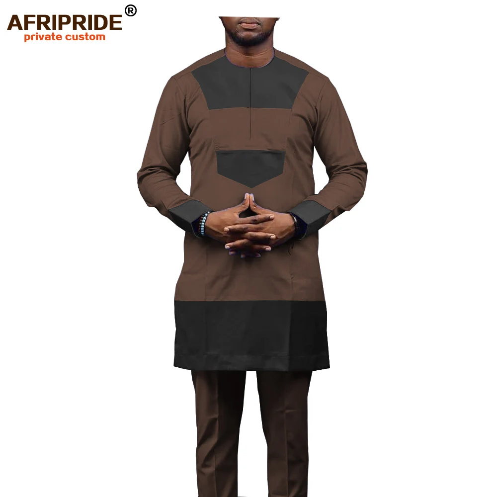 Африканский мужской костюм с рубашкой, традиционный комплект одежды, племенная верхняя одежда, повседневная одежда из 2 предметов, Дашики, Анкара, комплект A1916027 - Цвет: 6-12