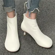 

Fashion Women's Genuine Leather Round Toe Ankle Boots Kitten Heel Party Casual Shoes 35 36 37 38 39 40
