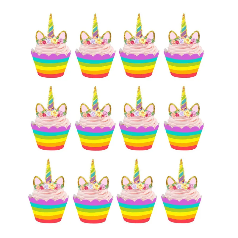 12set cake decorG 3 яруса свадебный торт стенд демонстрация леденцов на палочках подставка держатель Беби Шауэр детский Единорог день рождения десерт поставки - Цвет: 12set cake decorG
