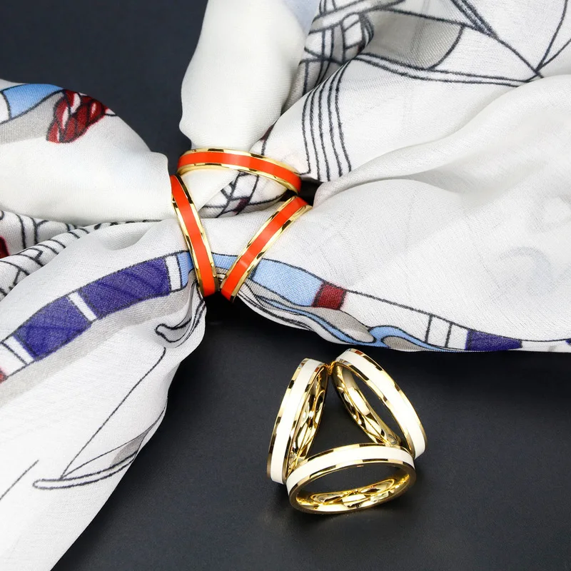 Шикарное женское эмалированное шелковое кольцо с пряжкой для шарфа