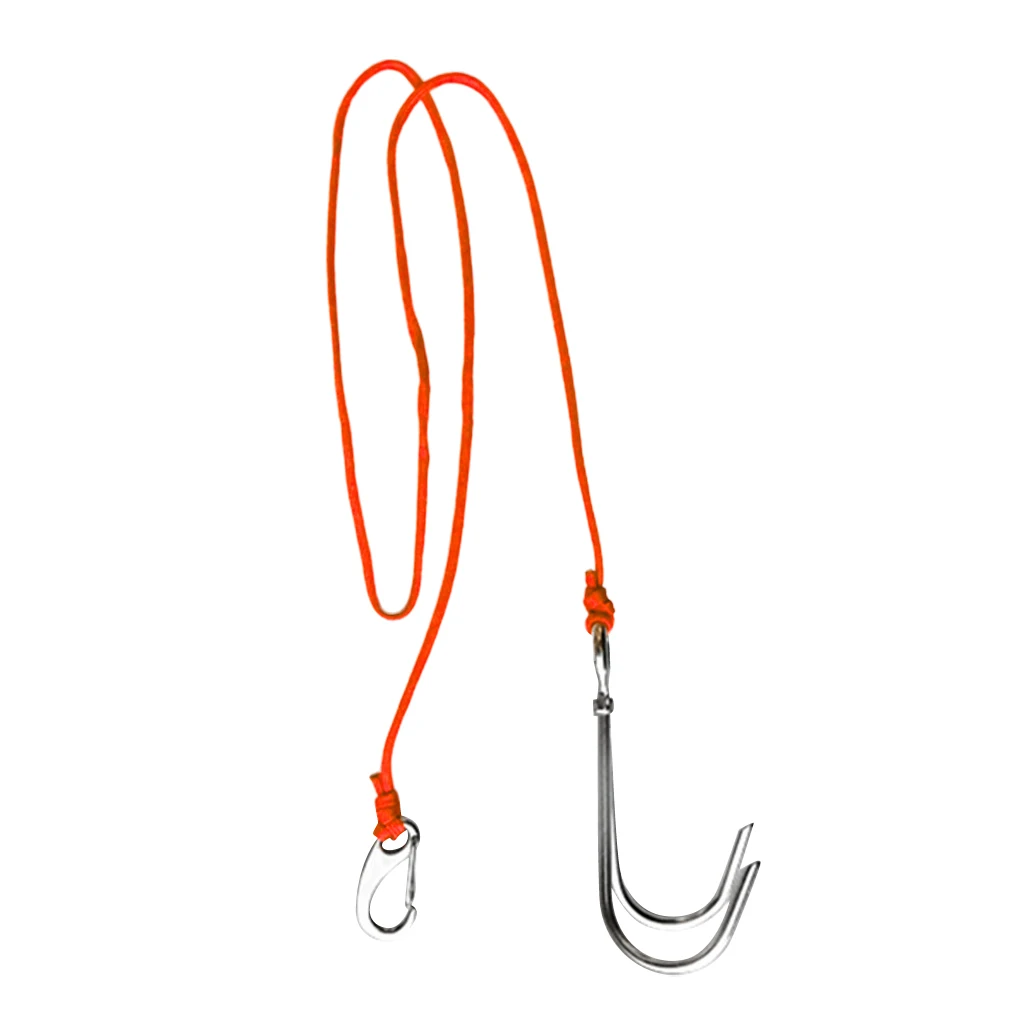 Current Scuba Diving Double Dual 316 Stainless Steel Reef Hook with 47' Line for Underwater Photographers Scuba Diving 