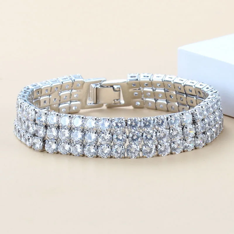 Так удивительно серебряный цвет белый кристалл звено цепи браслет длина 19 5 см