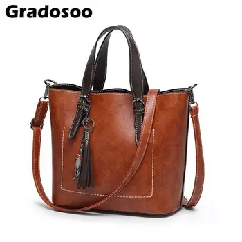 

Gradosoo Retro Tassel Cat Sequined Design Women's Bag Casual Shouler Handbags For Women Travel PU Leather Crossbody Bag LBF425