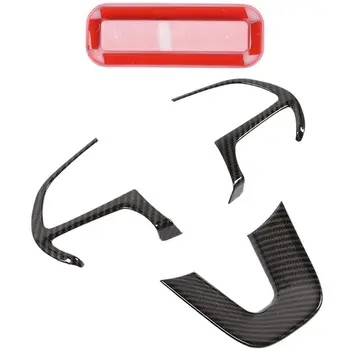 

4Pcs ABS Carbon Fiber Steering Wheel Cover Trim & 1pcs Top Roof Window Grab Handle Trim for Dodge Challenger