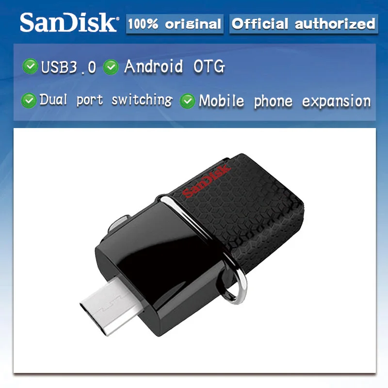 SanDisk Dual OTG USB флеш накопитель 64 ГБ накопители 3 0 32 130 м/с 16 Гб 128 флешка для телефона