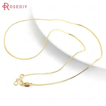 

(37912)2PCS 44CM 24K Gold Color Copper with M Shape Clasps Finished Necklace Chains Jewelry Making Supplies Diy Accessories