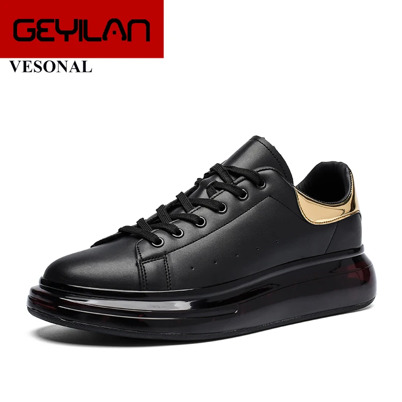 

2020 New Leather Unisex Air cushion Comfortable Hip Hop Sneakers For Men Shoes Casual Breathable Male Footwear street