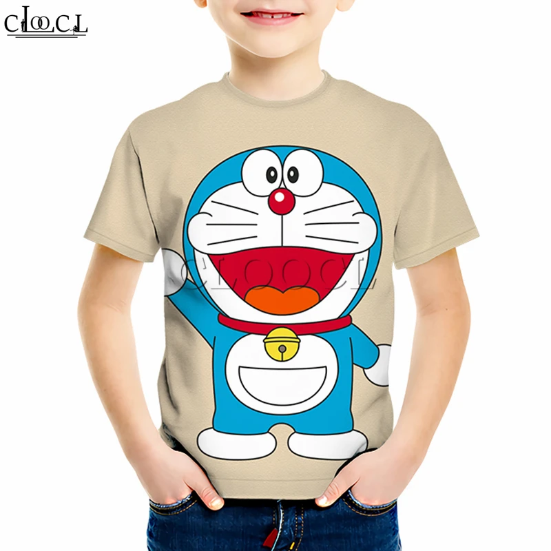 Kids T shirt 3 Детские футболки с героями мультфильма «Дораэмон» для мальчиков и девочек; свитер с короткими рукавами с 3D принтом японского аниме; забавные повседневные топы для малышей - Цвет: Kids T shirt 3