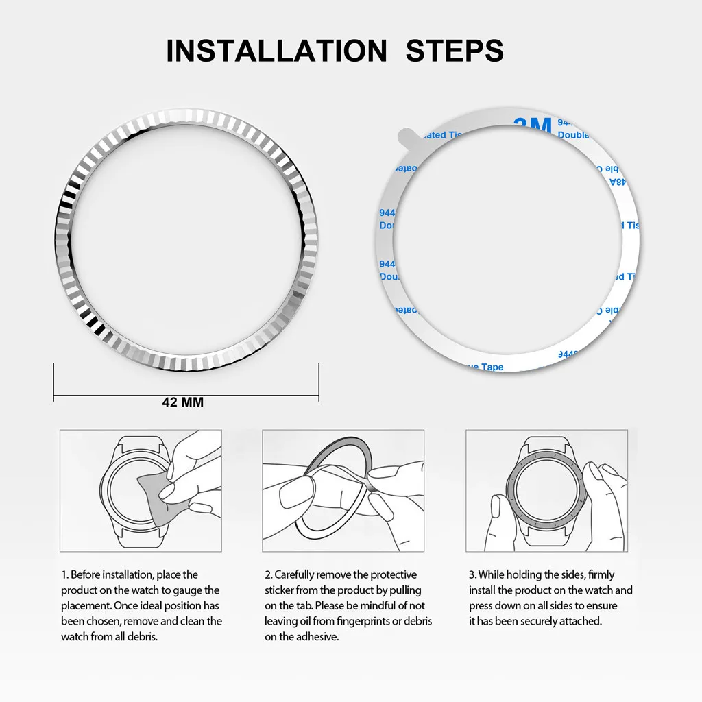 Для samsung Galaxy Watch 42 мм, драгоценный камень кольцо клеющаяся крышка Замена против царапин Металл Смарт часы защитные аксессуары