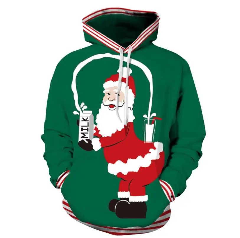 Men Women Autumn Winter Plus Size 3D Ugly Christmas Sweater Long Sleeve Hoodie Sweatshirt Pullover Sweaters Jumpers Tops - Color: QYDM234