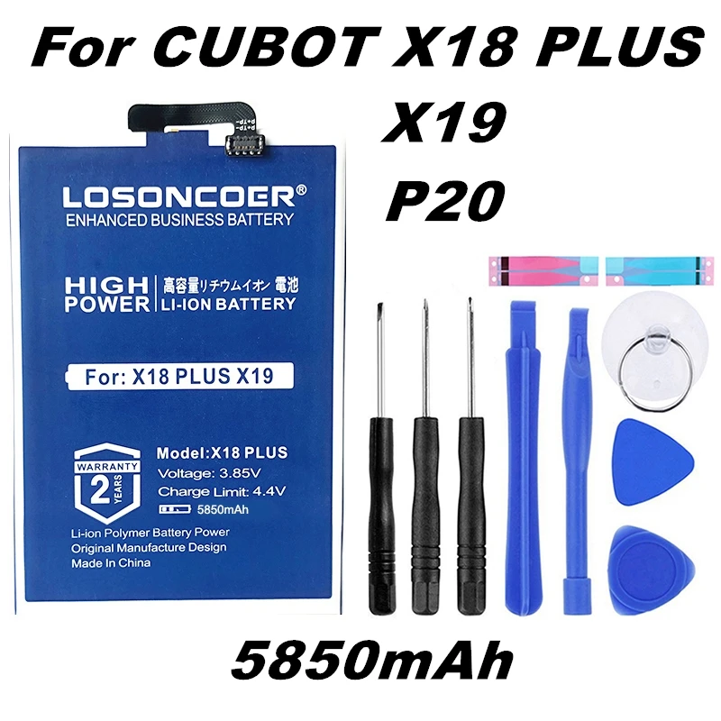 LOSONCOER 5850 мАч X18 Plus батарея для Cubot X18 Plus батарея для Cubot X19 для Cubot P20 батарея для мобильного телефона~+ Инструменты