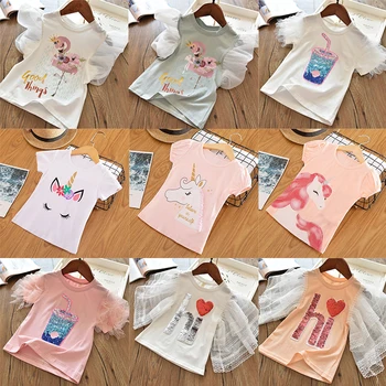 

2020 Summer Unicorn Children's Clothing Boys Flamingo Short Sleeve T-Shirt Kids Cartoon Shirt for Girls Clothes Baby Tees Wear