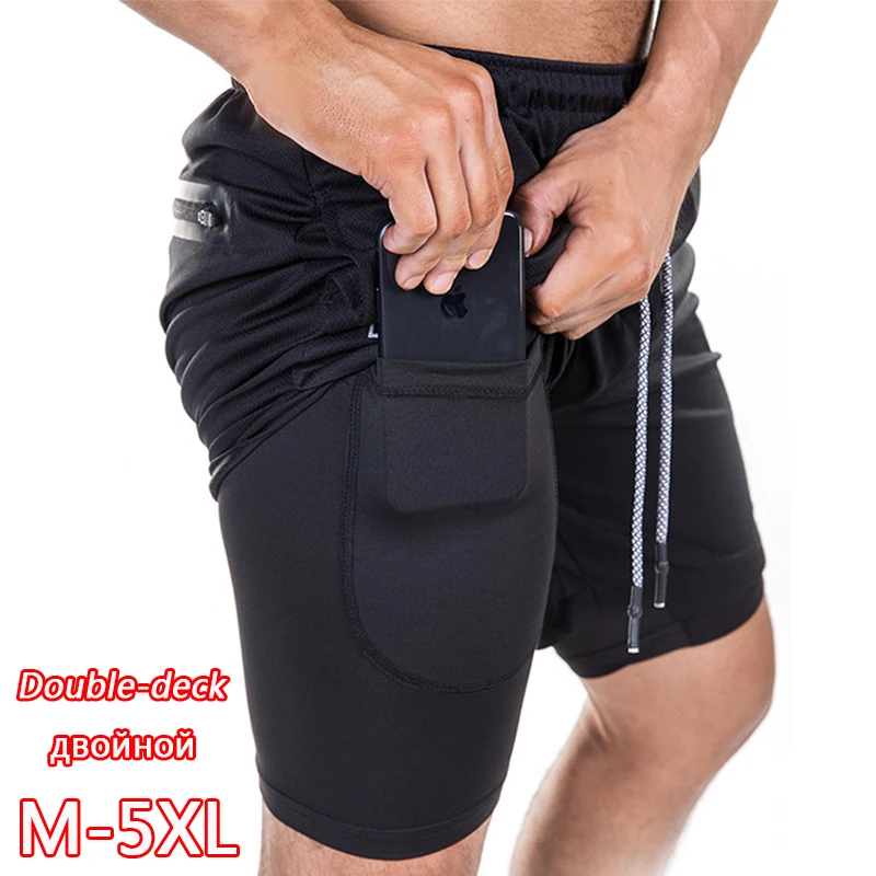 

Joggers Shorts Mens 2 in 1 Short Pants Gyms Fitness Bodybuilding Workout Quick Dry Beach Shorts Male Summer Sportswear Bottoms