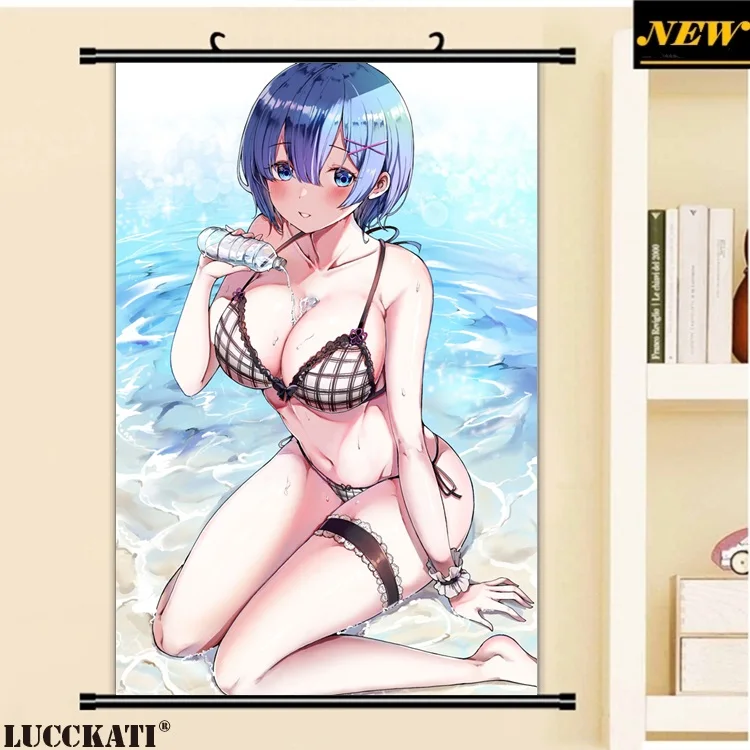 40X60 см Re Zero Re: Zero Kara Hajimeru Isekai Seikatsu Rezero Rem Сексуальная лоли, нарисованная аниме прокрутка, холст, постер
