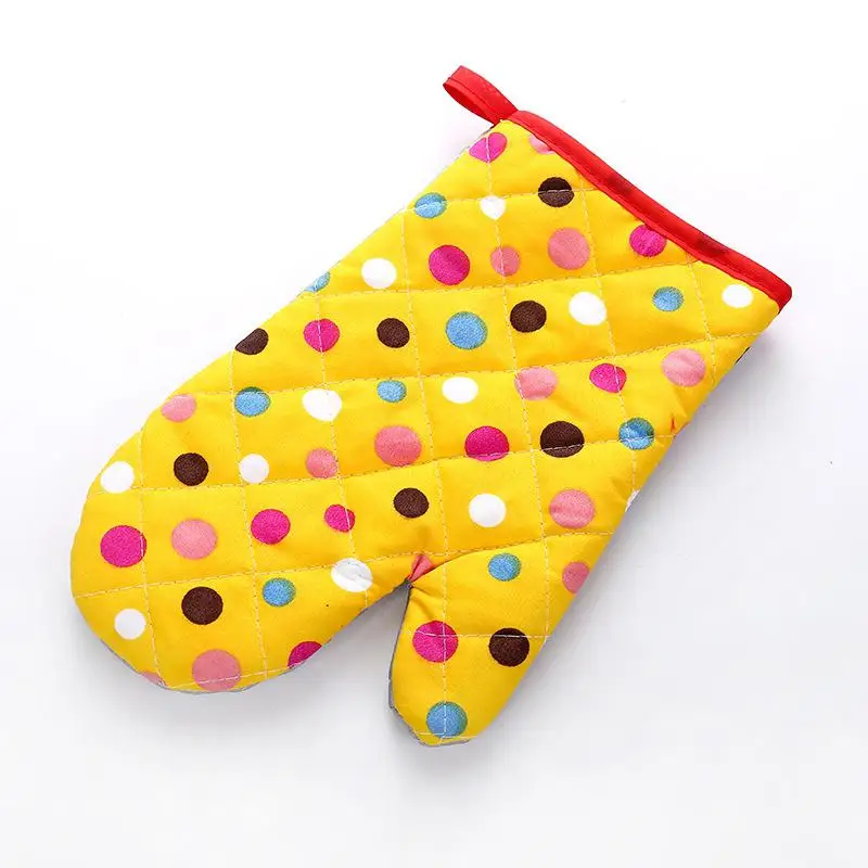 Перчатки для микроволновой печи с изоляцией, перчатки для выпечки, жаростойкий кухонный инструмент - Цвет: Big dots - yellow