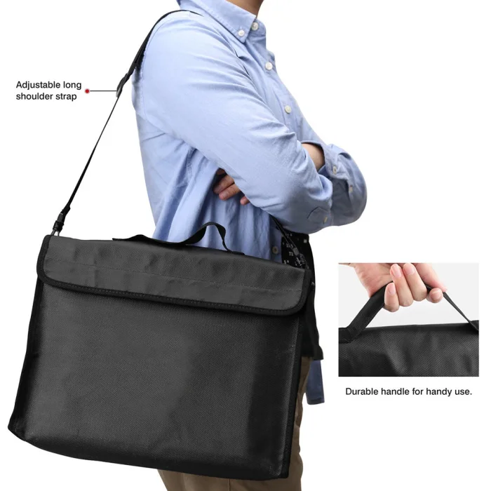 Fireproof Document Bag Waterproof Money Cash File Pouch Safe Holder for Office EM88
