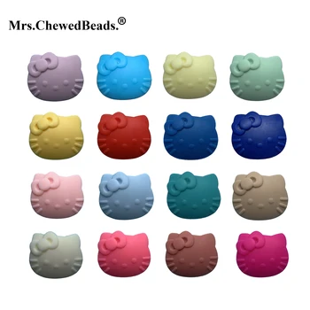 

Cheap 20pcs/lot Hello Kitty Silicone Beads Cartoon Chewing Beads For Necklaces BPA Free Teether Toy Accessories Nursing DIY