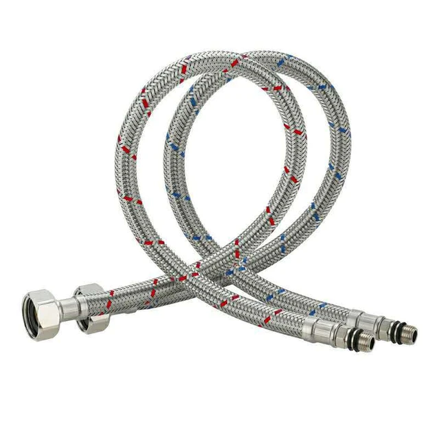 Single stainless steel braided hose Single hole hot and cold water kitchen sink  faucet red and blue water inlet pipe 4 points _ - AliExpress Mobile