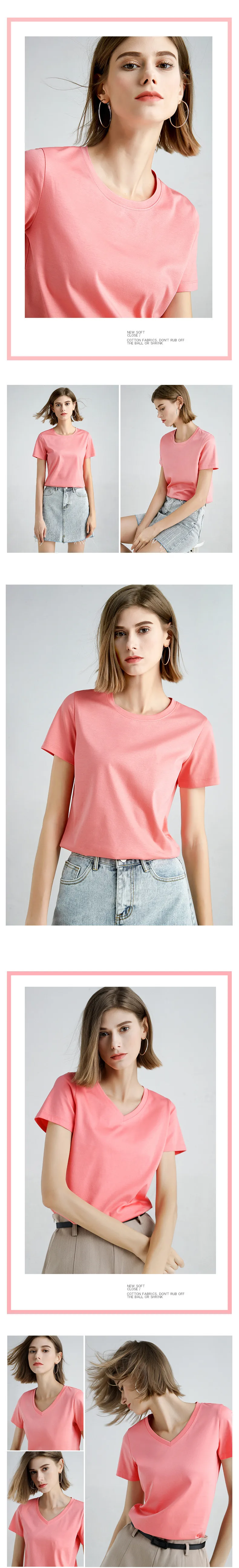 MRMT 2025 Brand New 80S Pure Cotton Women's T Shirt High Quality T-shirt for Female Short Sleeve V Collar Leisure Tops Tshirt