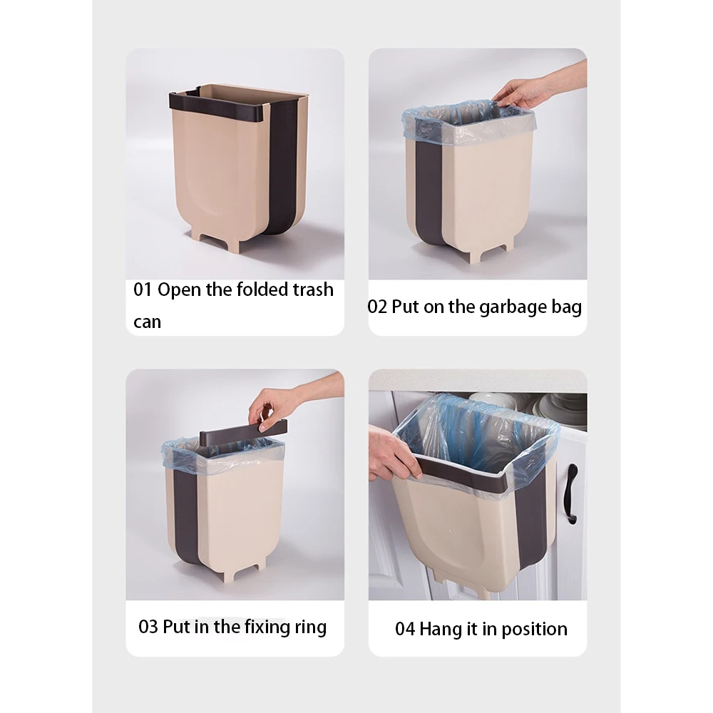 Подвесной мусорный бак на дверь кухонного шкафа, складные мусорные ящики для кухни, складные мусорные ящики, складные Складные мусорные ящики для сухого влажного разделения, мусорные корзины 5