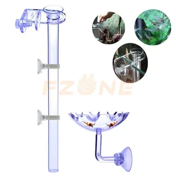 

Red Bee Shrimp Fish Feeder With Long Tube, Tank-Sucked Acrlic Schrimp Dish With Glass Feeder Pipe