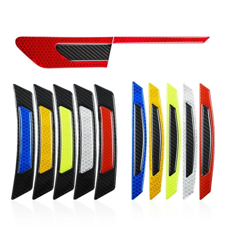 

2/4/6PCS Reflective Car Sticker Auto Side Trim Luminous Stickers Auto Wheel Eyebrow Sticker Carbon Fiber Anti-scratch Strips