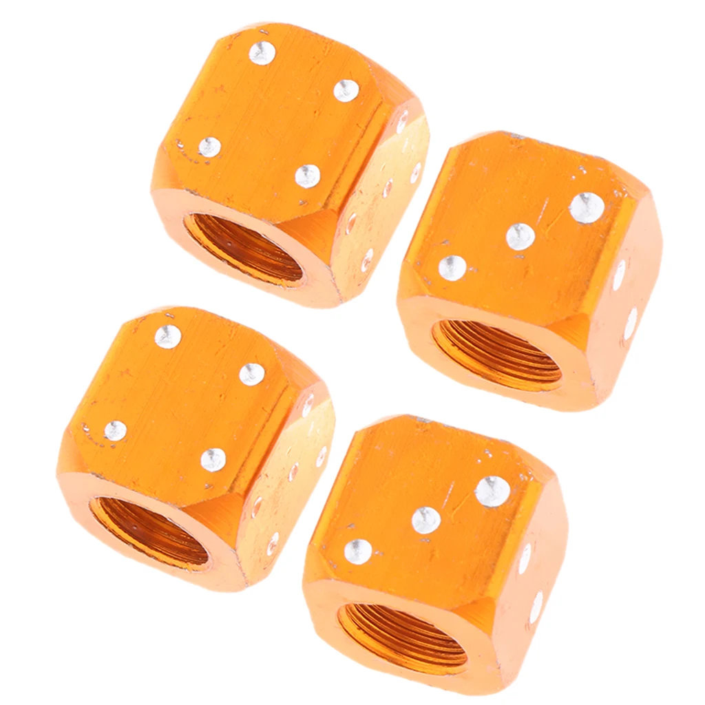 4 Pcs. Car Valve Caps Tire Valve Caps Dustproof Cover, Orange, Cubic