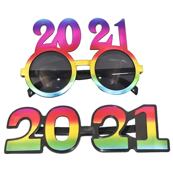 

2pcs Photography Glasses Funny Dressing Up 2021 New Year Glasses Party Decorative Glasses for Man Woman Girl Boy (Dazzle Colour