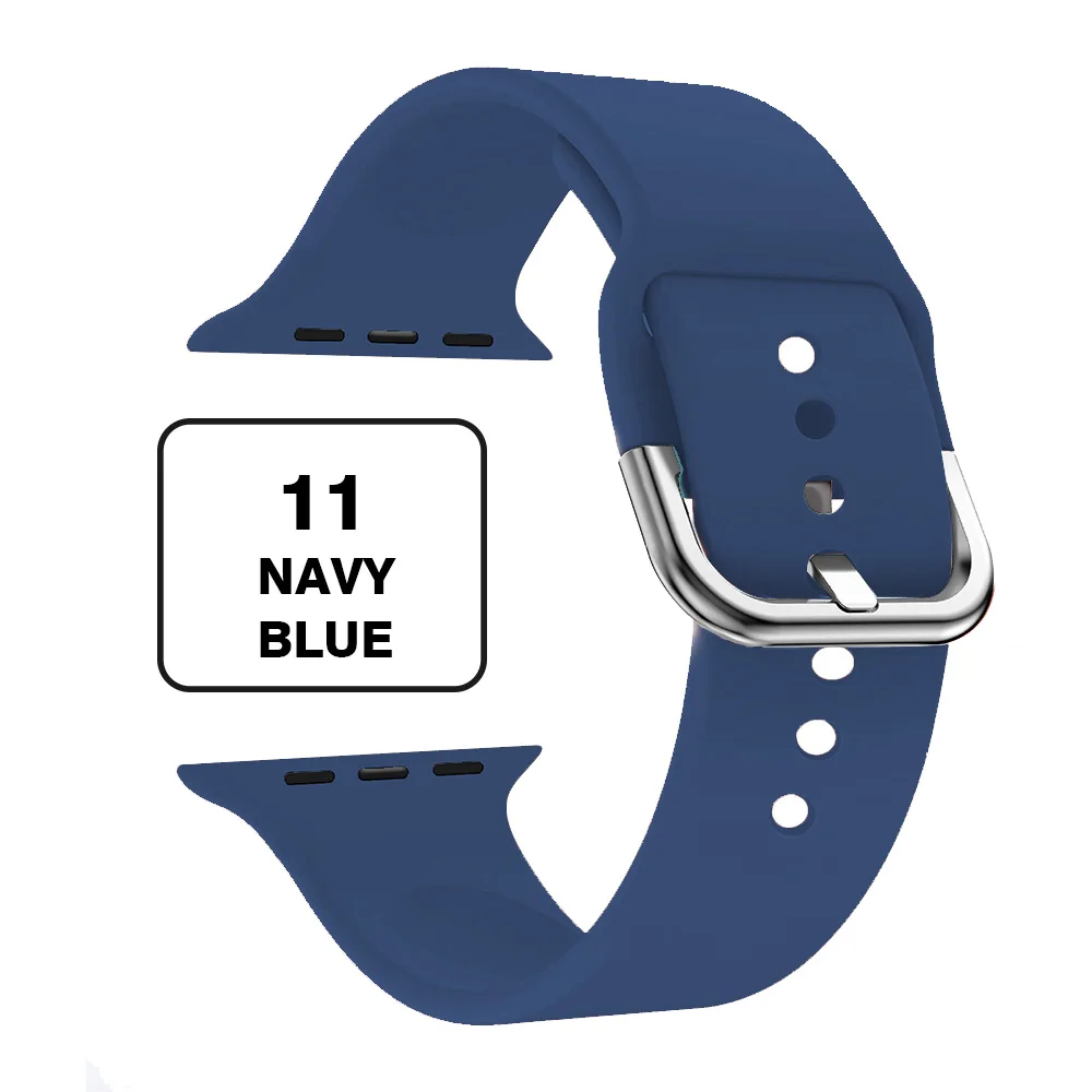 Band for Apple Watch 4 40mm 44mm Soft Silicone Sport Breathable Bracelet Strap for iWatch Series 5 4 3 2 1 correa 38mm 42mm - Цвет ремешка: Navy blue