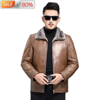 

Genuine Leather Natural Mink Fur Liner Winter Men Goatskin Coat Jacket Chaqueta JLK1AGT1AA1 ND134A