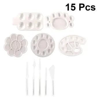 

1 Set/15 Pcs Palettes and Scrapers Practical Portable Painting Palettes Set for Drawing Practice