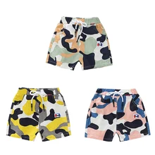 Летние детские короткие штаны с принтом для мальчиков детские хлопковые шорты в стиле кэжуал для мальчиков