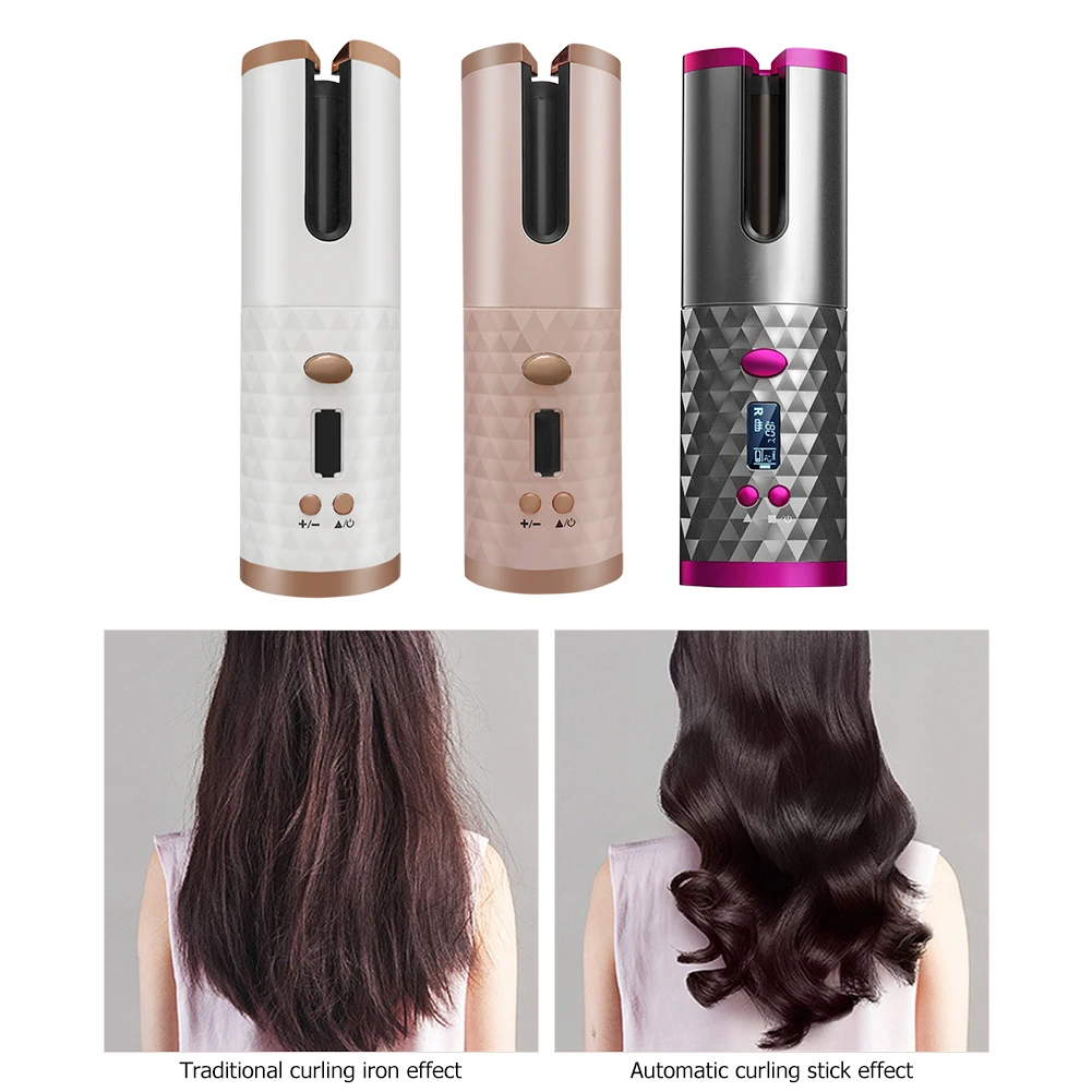 Modelador de Cabelo Ondulação sem Fio sem Fio Display Cerâmica Curlerautomatic Ferro Recarregável ar Curler Lcd Usb 6 lcd sem fio ferro de ondulação automático usb recarregável