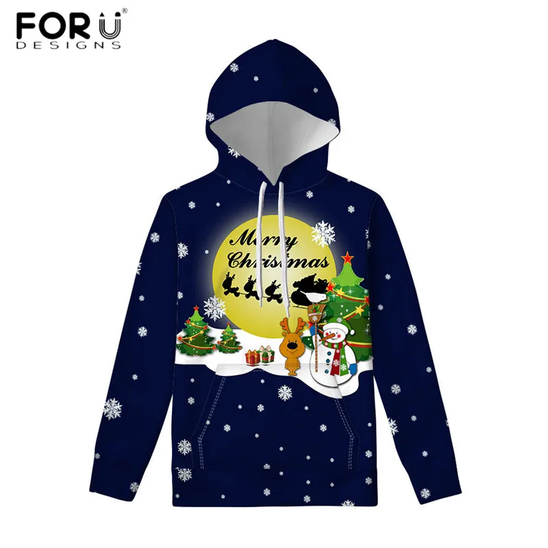 FORUDESIGNS/Новое поступление; толстовка с принтом Санта-Клауса и милым рисунком; женская Рождественская Толстовка больших размеров; женские пуловеры высокого качества - Цвет: CC3406Z72W