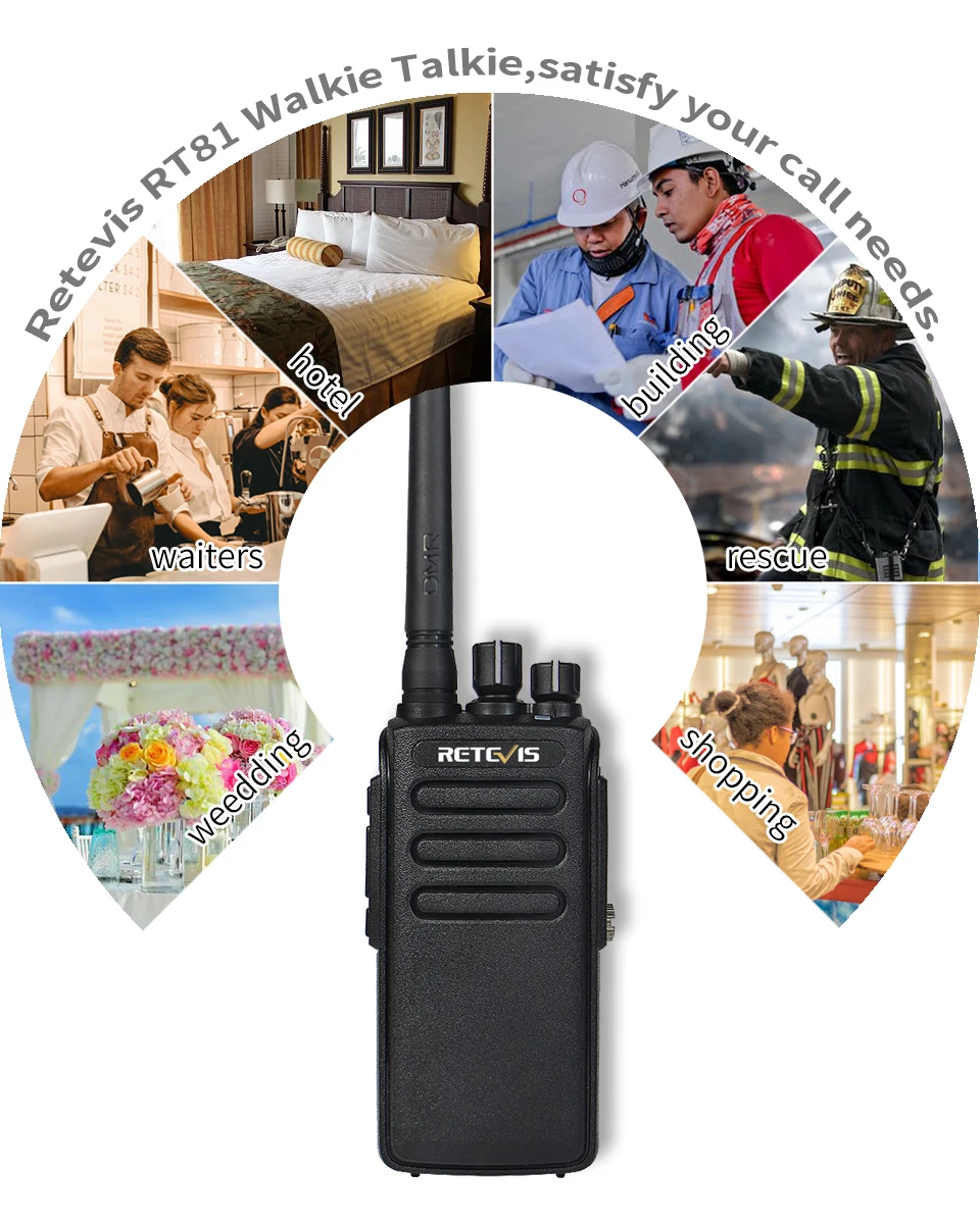 2 шт. DMR радио Retevis RT81 высокое Мощность цифровой иди и болтай Walkie Talkie “иди и Водонепроницаемый IP67 UHF VOX двухстороннее радио Амадор Ham радио приемопередатчик