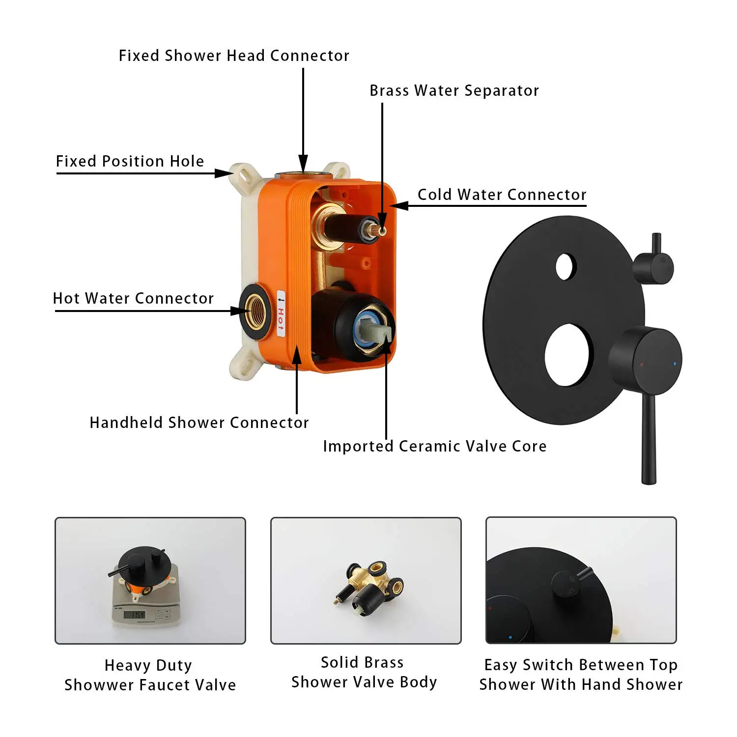 Ванная комната Роскошный дождевой смеситель для душа комбо набор настенный душ система матовая черная круглая фиксированная насадка для душа