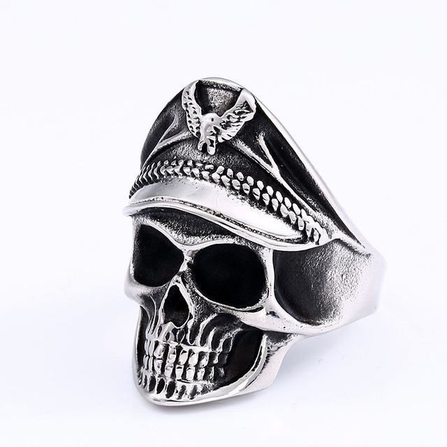 Exaggerated Warrior Skull Mask Ring Fashion Men Domineering Ring Death Demon Retro Ring Jewelry Gift Resizable