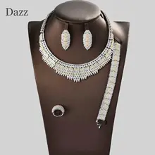 Dazz роскошный завод 2 цвета выдалбливают ожерелье Нигерия Ювелирные наборы дамы Свадьба кубический циркон CZ Дубай золотой свадебный ювелирный набор