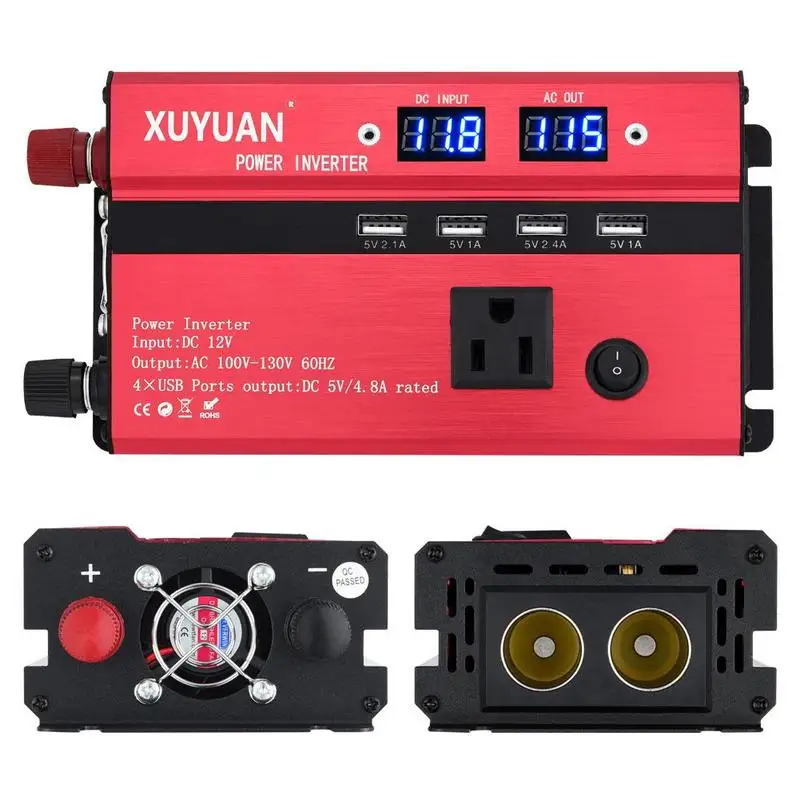 

Red American Inverter 12v To 110v With Led Display Converter