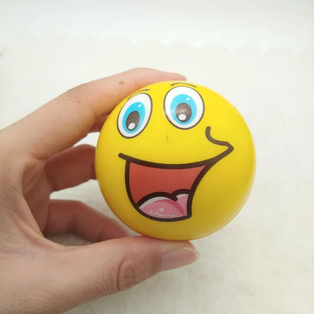 6pcs 6.3cm Stress Balls Grimace Smiley Laugh Face Soft Foam PU Squeeze Squishy Balls Toys for Kids Children Adults 5