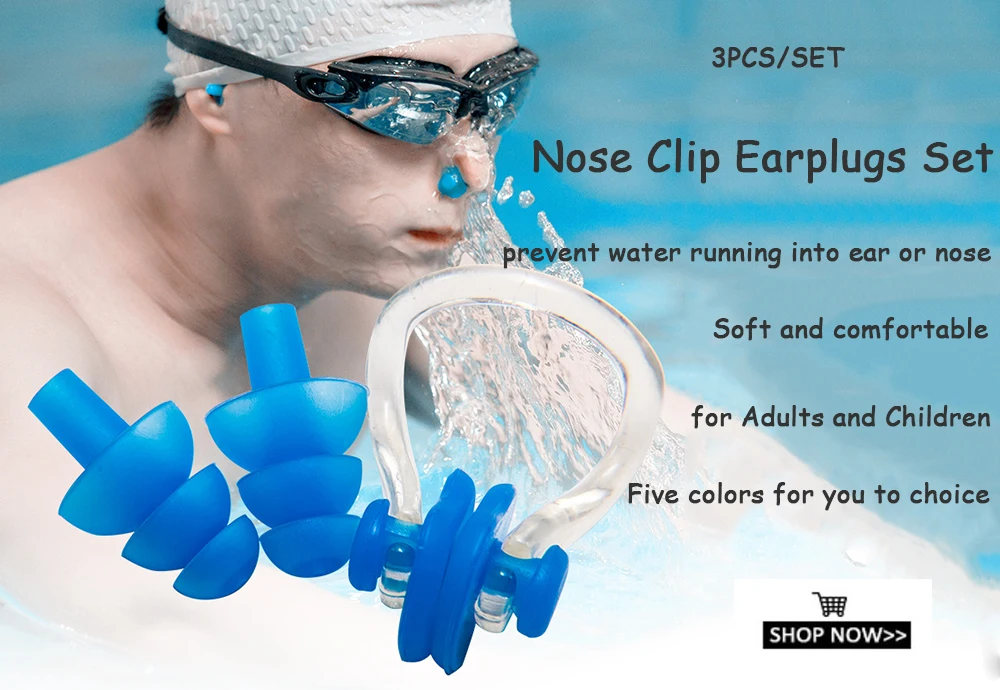 Soft Silicone Swimming Nose Clip Ear Plugs Unisex Pool Swim Sport Accessories 