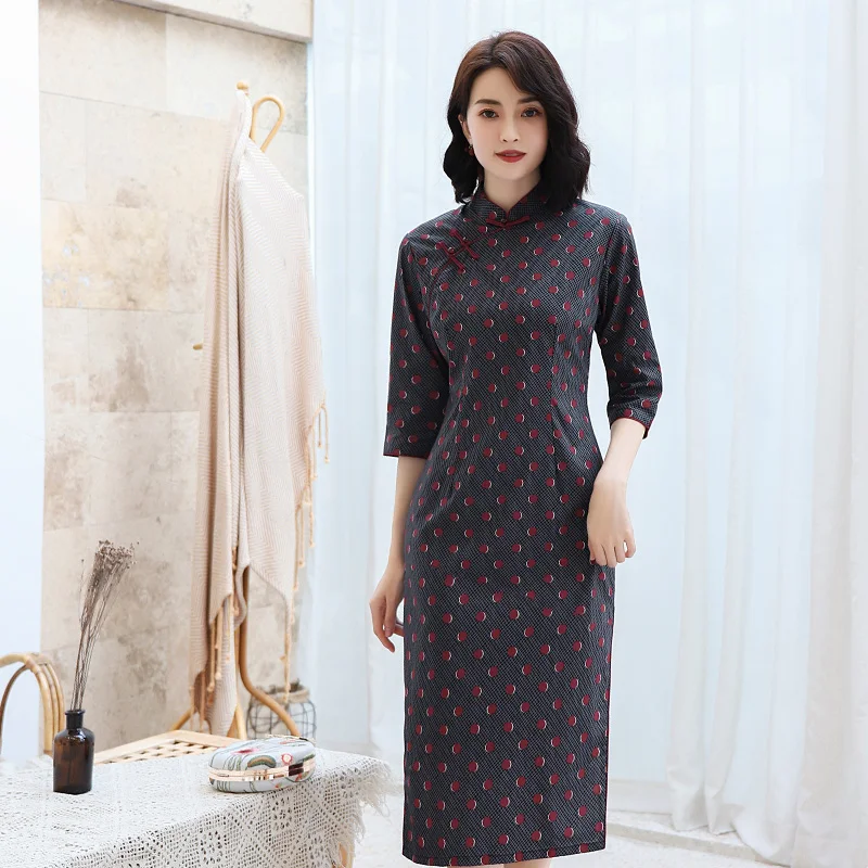 Сексуальное Платье До Колена Cheongsam, весеннее винтажное платье в китайском стиле, женское Хлопковое платье Qipao, тонкое вечернее платье на пуговицах, Vestido M-3XL